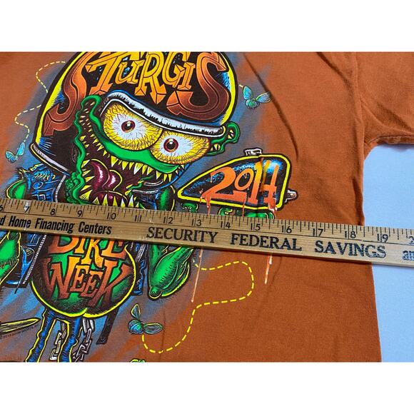 Sturgis 2014 Bike Week T-Shirt Size Medium, Orange Gildan Double Sided - Picture 4 of 10